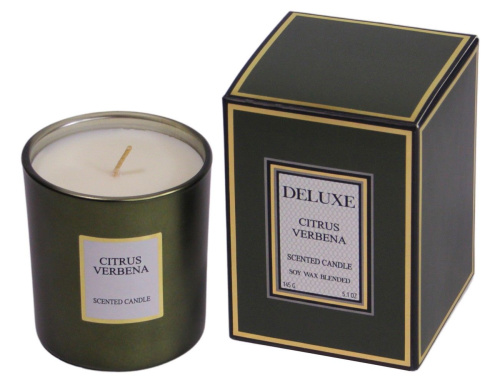 Свеча DELUX AROMA в стеклянном стакане, "Цитрус и вербина", 7х8 см, Kaemingk