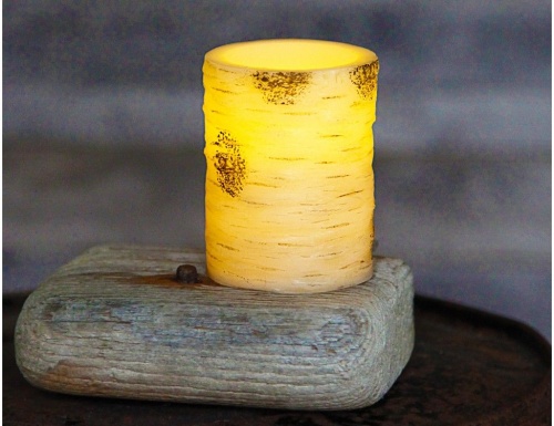 Электрическая восковая свеча "Берёзовый шарм", тёплый белый LED-огонь мерцающий, таймер, STAR trading фото 2