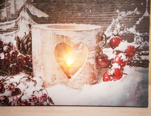 Светящееся панно "Горячее сердце", тёплые белые LED-огни, 30х30 см, батарейки, Koopman International фото 2