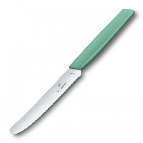 Нож Victorinox столовый, 11 см волнистое, мятно-зелёный фото 3