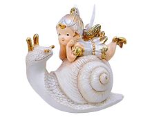 Ёлочная игрушка ЗИМНИЙ ЭЛЬФ НА УЛИТКЕ, полистоун, 8 см, Kaemingk (Decoris)