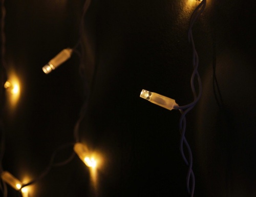 Светодиодная бахрома мерцающая, 144 теплых белых LED, влагозащитный колпачок, 3х0.9 м, коннектор, белый провод, уличные, Rich LED фото 4