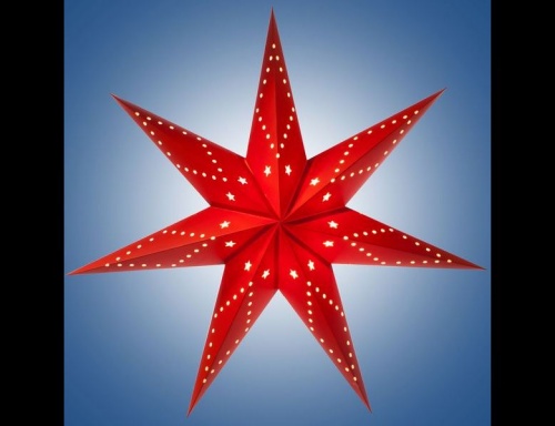 Подвесная звезда-плафон "Рождественская звезда" бумажная, 10 LED ламп, 70 см, батарейки, SNOWMEN фото 2