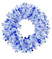 Венок "Рождественский белоснежный" с синими звездочками, 35 см, MOROZCO