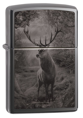 Зажигалка Zippo Classic с покрытием Black Ice, латунь/сталь, чёрная, глянцевая, 36х12х56 мм