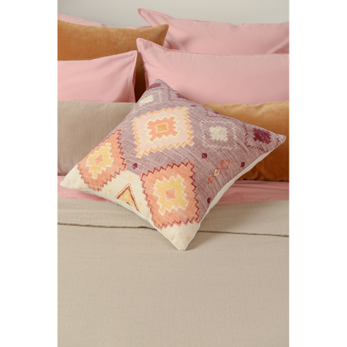 Чехол на подушку из хлопкового бархата с этническим орнаментом цвета лаванды из коллекции ethnic, 45х45 см фото 2