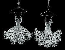 Ёлочное украшение "Ажурное платье", серебристое, 12 см, разные модели, Forest Market