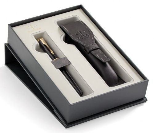 Набор подарочный Parker Sonnet - LaqBlack GT, перьевая ручка, M + чехол