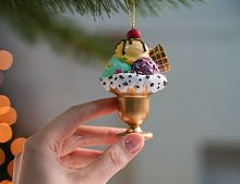 Ёлочное украшение МОРОЖЕНОЕ 'МАНГО, ФИСТАШКИ, ЧЕРНИКА', полистоун, 10 см, Goodwill