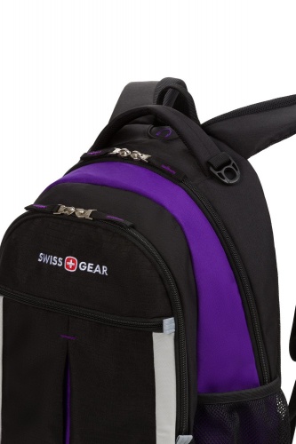 Рюкзак Swissgear, чёрный/фиолетовый/серебристый, 32х15х45 см, 22 л фото 3