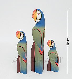 90-057 Статуэтка "Синий Попугай" набор из трех 40,30,20 см