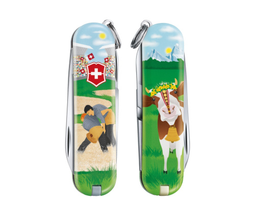 Нож-брелок Victorinox Classic LE 2020, 58 мм, 7 функций, "Swiss Wrestling" фото 4