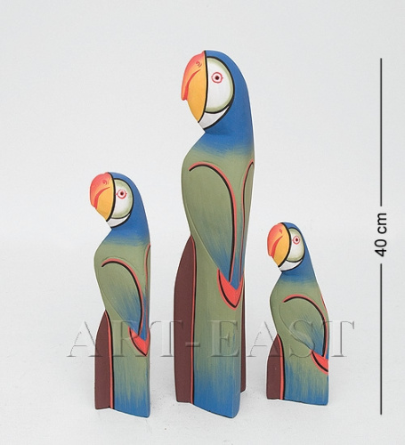 90-057 Статуэтка "Синий Попугай" набор из трех 40,30,20 см