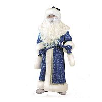 Карнавальный костюм Дед Мороз плюшевый, синий, рост 128 см, Батик