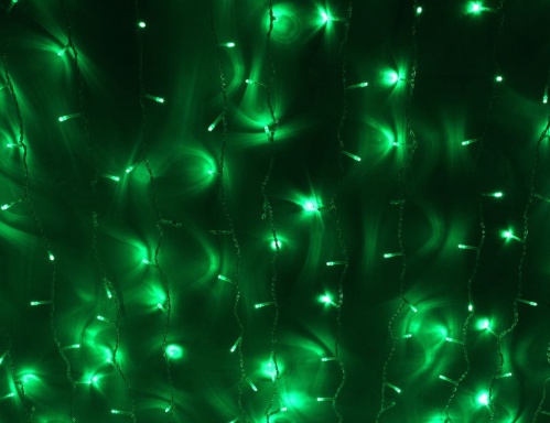 Занавес световой PLAY LIGHT, 625 зеленых LED ламп, 2.4х1,5 м, 220 V, прозрачный провод, коннектор, уличная, SNOWHOUSE фото 3