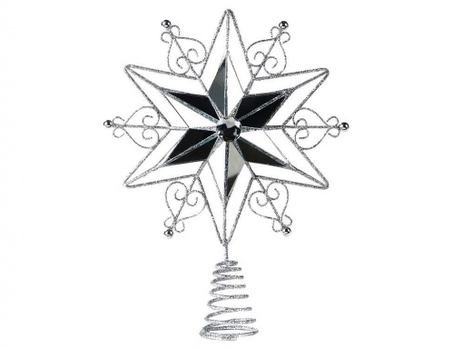 Ёлочная верхушка "Звезда селин", металл, серебряная, 36х30 см, Goodwill