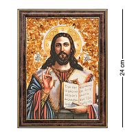 AMB-03/ 2 Икона «Иисус Христос» (с янтарной крошкой) H-24см