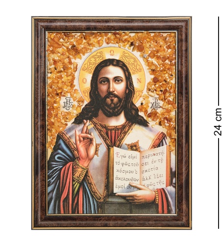 AMB-03/ 2 Икона «Иисус Христос» (с янтарной крошкой) H-24см