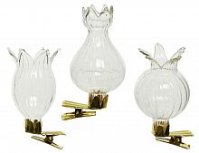 Набор вазочек на клипсе "Лия", стекло, прозрачный, 3 шт., 4х9 см, Kaemingk