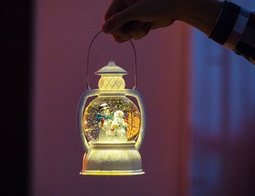 Фонарик 'снежный' СЕМЬЯ СНЕГОВИКОВ, белый, LED-огни, 25 см, батарейки, Peha Magic фото 2