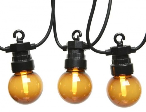 Электрогирлянда "Дымчатый шарм", прозрачно-золотистая, 20 тёплых белых LED-ламп, 9.5+5 м, коннектор, черный провод, уличная, Kaemingk