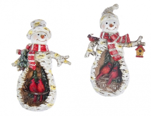 Ёлочная игрушка "Снеговичок и кардиналы" с елочкой, полистоун, 11.5 см, Kurts Adler фото 3