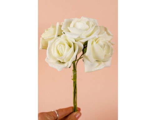 Искусственные розы для декора BOUQUET DE CHARME, жемчужные, 6х18 см, 7 шт., 4 SEASONS фото 3