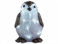 Светящийся "Маленький пингвин", цветной акрил, 24 холодных белых LED огня, 20 см, уличный, Kaemingk