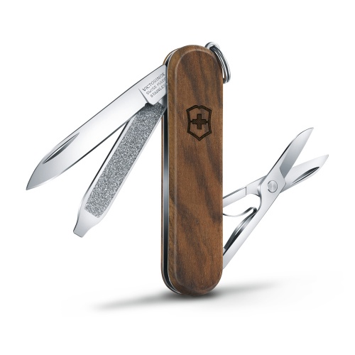 Нож-брелок Victorinox Classic SD, 58 мм, 5 функций, рукоять из орехового дерева фото 2