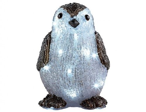 Светящийся "Маленький пингвин", цветной акрил, 24 холодных белых LED огня, 20 см, уличный, Kaemingk