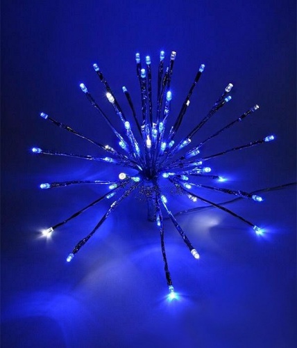 Светящаяся композиция "Ёж мерцающий", 32 луча, 48 синих, 16 холодных белых мерцающих  LED ламп, 30 см, уличная, LEGOLED