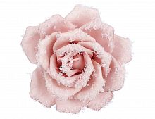 Украшение "Роза - морозное очарование" на клипсе, фоамиран, нежно-розовая, 14 см, Edelman