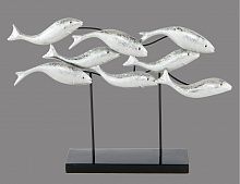 Статуэтка "Рыбья стайка", металл, серебряная, 44х8х32 см, Boltze