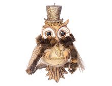 Ёлочное украшение НОВОГОДНЯЯ СКАЗКА: ФИЛИН, полистоун, текстиль, 12 см, Goodwill