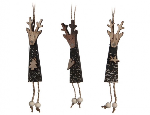 Украшение "Трогательный олень", дерево, фетр, чёрный, 15.5 см, разные модели, Edelman фото 2