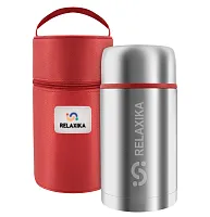 Термос для еды Relaxika 301 (1,2 литра) в термочехле, стальной