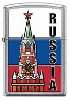 Зажигалка ZIPPO Московский кремль, латунь/сталь с покрытием Street Chrome™, серебристая, 36x12x56 мм, 207 KREMLIN FLAG RUSSIA