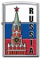 Зажигалка ZIPPO Московский кремль, латунь/сталь с покрытием Street Chrome™, серебристая, 36x12x56 мм, 207 KREMLIN FLAG RUSSIA