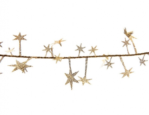 Мишура "Мерцающие звёздочки" на проволочной основе, золотая, 6х270 см, Kaemingk