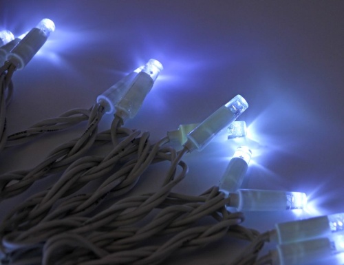 Гирлянда светодиодная уличная Super Rubber 100 теплых белых LED ламп с холодным мерцанием 10 м, белый каучук, соединяемая, IP44, SNOWHOUSE фото 2