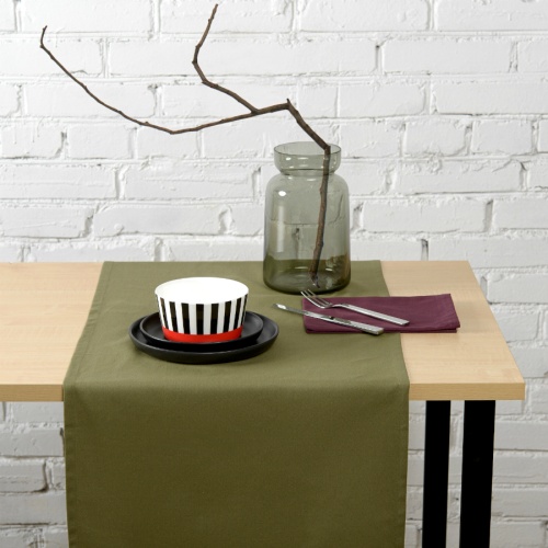 Дорожка на стол оливкового цвета из коллекции wild, 45х150 см фото 3
