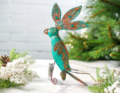 Ёлочная игрушка ПЕРЕЛИВЧАТЫЙ ПОПУГАЙ на клипсе, пенополистирол, 30 см, Winter Deco