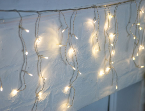 Светодиодная гирлянда длинная БАХРОМА ICICLE, 1000 тёплых белых LED-огней, 25х0.5+1.5 м, коннектор, прозрачный ПВХ, уличная, SNOWHOUSE фото 3