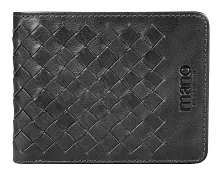 Бумажник Mano Don Luca, натуральная кожа в черном цвете, 11х8,5 см