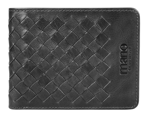 Бумажник Mano Don Luca, натуральная кожа в черном цвете, 11х8,5 см