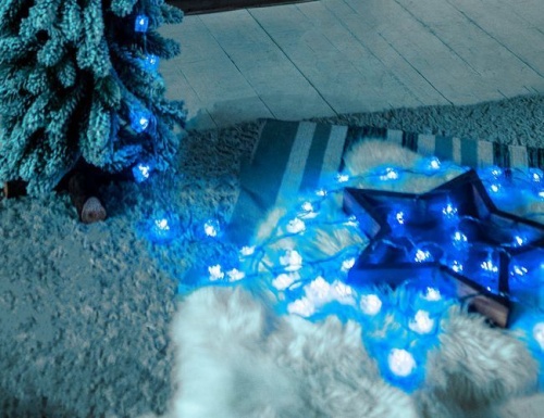 Электрогирлянда "Кубики", 60 синих LED-ламп с насадками, 6+1 м, синий провод, контроллер, SNOWMEN фото 3