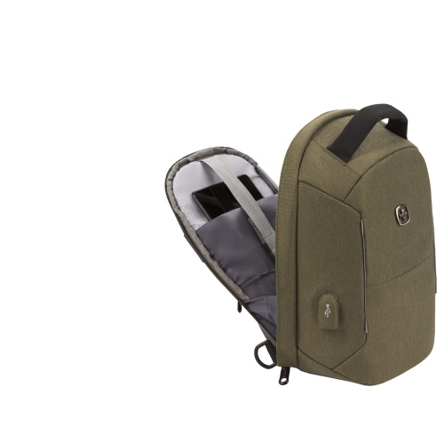 Рюкзак-антивор Swissgear с одним плечевым ремнем, хаки, 21x12,5x34 см, 8,5 л фото 10