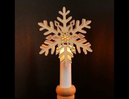Набор украшений для лампочек рождественской горки "Снежинки", дерево, 8 см (упаковка 6 шт.), Sigro фото 2