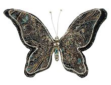 Декоративная бабочка ПАСЬОН Де ВЕЛЮР на клипсе, текстиль, тёмно-зелёная, 25 см, Edelman