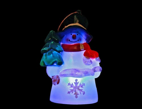"Снеговичок" с ёлочкой, светящийся, на подвеске, 6х10 см, SNOWHOUSE фото 2